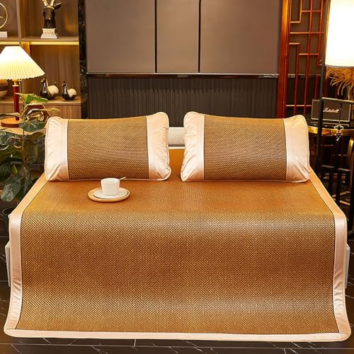 Kavenza Sommer Schlafmatte Bambus, Falten Bambus-Bettmatte, Atmungsaktive Karbonisierte Mahjong-bambusmatte, rutschfest Atmungsaktiv, Für Einzel-doppelbett-schulfamilie(Color C,150cm)