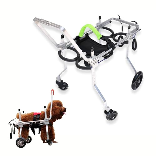 Dog Wheelchair 4-Wheel Bike Trailer with Handle, Assist Pet Mobility for Back Leg, Rear Protection Pad, Lame Handicapped