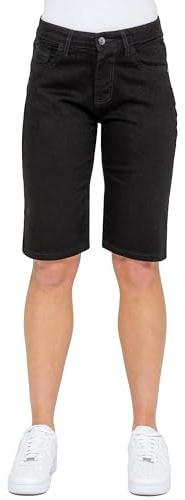 989Zé ENZO Ladies Knee Length Womens Denim Shorts Summer Casual Cotton Regular Fit Stretch Cropped Jean Short Half Pants EZLS659 Shorts Black 12