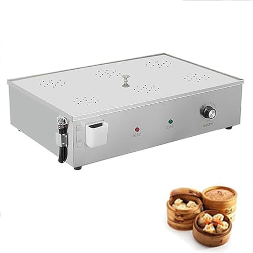 Vaporera EléCtrica para Bollos, Acero Inoxidable 2/4/6 Orificios con Puerto Llenado Agua, Temperatura Ajustable 30-110°C, Alarma EbullicióN En Seco para Restaurantes Y Tiendas Desayuno,6 Holes,Silver