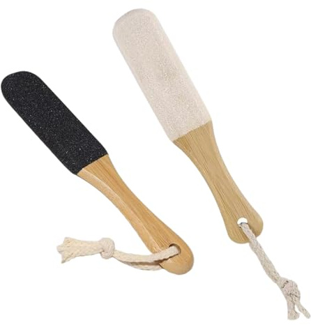 fKiZanthene Bimsstein für Füße, 2 Stück, Schwarz und Weiß, Fuß-Bimsstein mit 21,8 cm ergonomischem Griff, zum Entfernen von harter abgestorbener Haut, Hornhaut, trockene, raue, rissige Maisfüße in der