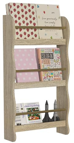VCM Holzregal hängend | platzsparendes Kinder Regal | Maße: H. 80 x B. 43 x T. 14 cm | Elegantes Regal hängend | Aufbewahrungsregal | Bücherregal | Wandboard - Kilaro