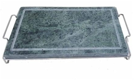 Pietra Ollare 25x40 cm con Stand in Metallo Bistecchiera & Grill da Tavolo Barbecue Griglia per Servire Carni Verdure pesce al Tavolo