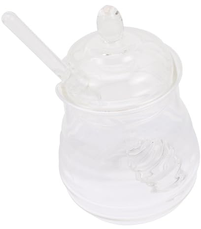 Holibanna Tarros de Miel de Transparente con Tapa Protectora y Barra Mezcladora Dispensador Portátil para Almacenamiento de Cocina para Hogar Cafeterías y Supermercados Reutilizable