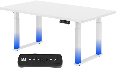 FLEXISPOT Höhenverstellbarer Schreibtisch 180 x 80 cm, Doppelmotor, 3 Memory-Positionen und Sitzerinnerung – perfekt fürs Büro und gemütliche Zusammenkünfte, Weiß+Weiß