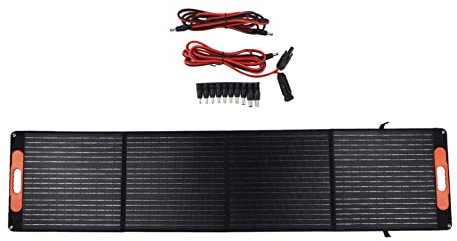Kit de chargeur solaire portable et pliable 200 W 18 V, léger, pour camping, randonnée, voyage, matériau ETFE monocristallin, dimensions pliées : 60,5 x 54 cm