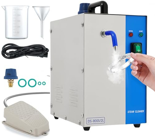 2L 1300W Professionell Ångtvätt för Smycken Ädelstenstvätt Guld Silver Ädelstensrengöring Ångmaskin för Rostfritt Stål Kommersiell Guldsmedsutrustning