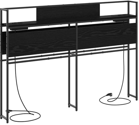 Gecheer Testata Contenitore da Letto in Legno 160 cm, Stazione Ricarica, Libri Decorazioni, Minimalista, Acciaio, Moderno