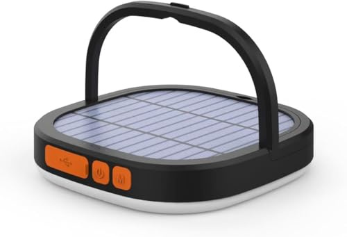 Solar Camping Lantern 5200mAh Rechargeable External Battery Backup, IPX5 Waterproof LED Tent Light with 5 Modes & 90° Foldable Design - Ideal for Camping, Home Power Outage, Hiking (1)