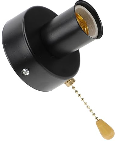 Portalámparas Interruptor de Tiro Negro, Acero Inoxidable para Pared | Reemplazo del Portalámparas, Base de Lámpara Extraíble Desmontable, Bases para Lámparas