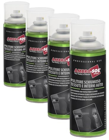 AMBRO-SOL - Detergente con espuma de poliuretano, spray 500 ml, ideal para eliminar residuos y suciedad de superficies textiles, garantizando una limpieza rápida y eficaz. (Paquete de 4)