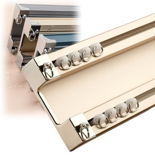 T - Riel de cortina de techo de 2 vías, barra de cortina doble para baño, barra de cortina ajustable de 60-680 cm para sala de estar, acabado en D, 1,8 m de longitud