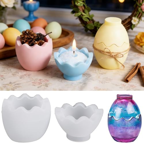 Silikonformen Gießformen Ostern,Silikonform Ostern Ei,DIY Osterei Silikonform,Kerzenform Gießform Eierschale,3D Osterei Kerzenformen für DIY Osterdeko Handwerk