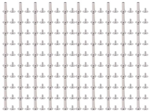 Respicefinem 100 Set Rivetti a Vite M2 Viti a Testa Piatta Rotonda in Acciaio Inossidabile per Rilegatura in Pelle per Borse Artigianali Cinture Documenti 3x10x6mm (3 * 9 * 6mm)