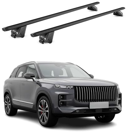 OMAC Dachträger für Jaecoo 7 2024-2026 Aluminium Schwarz | TÜV geprüft, bis 100 kg Traglast, T-Nut-Befestigung, für integrierte Dachreling geeignet, Querträger, Grundträger