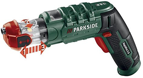 Parkside Atornillador inalámbrico, 3,6 V, con 14 puntas Rapidfire 2.0