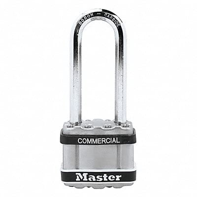 Master Lock 51 mm – Manille octogonale, diam. 8 mm – Cylindre à 4 broches – Manille longue 64 mm – Clé identique – Manchon en acier inoxydable