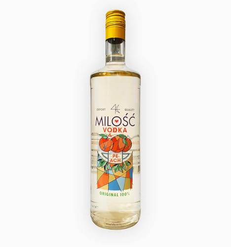 Milosc Vodka Pesca – Vodka Italiana alla Pesca Bianca e Gialla – Aromi Mediterranei e Note Agrumate – Perfetta per Cocktail e Mixology – Vol. 20% – Bottiglia da 1L