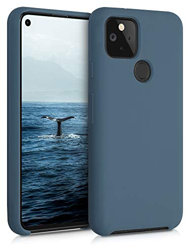 kwmobile Handyhülle für Google Pixel 5 Hülle - Case Silikon - Kabelloses Laden - Schutzhülle Cover in Dunkler Schiefer