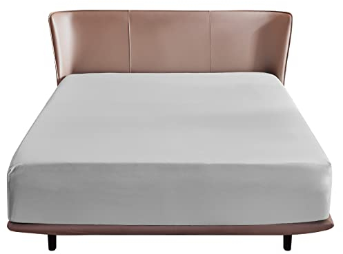 Bedsure Spannbettlaken 180x200cm Boxspringbett Topper - Polyester Mikrofasermaterial Bettlaken 180x200 cm für Matratzenhöhe bis 30 cm, Weiches Spannbetttuch Leintuch, Hellgrau
