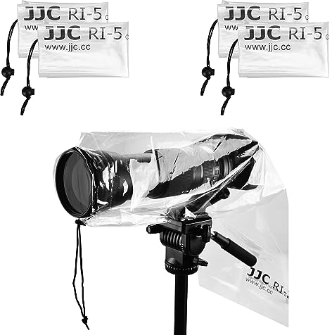 JJC - Housse de Pluie pour Appareil Photo, Protecteur de Manteau de Pluie imperméable pour Appareil Photo Reflex numérique Canon Nikon Sony avec Objectif jusqu'à 45 cm de Long (4 pièces)