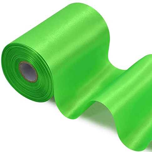 TONIFUL Breit Satinband Farbiges Stoffband für Geschenkband Öffnen des Schleifen Große Öffnung der Bänder Den Stuhl Hochzeit Party Dekoration Valentinstag Weihnachten-Limettengrün 10cm x 20m