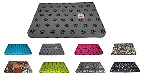 MR. COJIN Cama Perro DESENFUNDABLE M (70x50x6cm.) Huellas Gris
