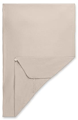 hauck Travel Bed Mattress Cover, Beige - Baby Spannbettlaken 60x120 cm für Reisebettmatratzen - Baby Matratzenbezug Baumwolle Musselin - 60° C Maschinenwäsche - Babybettlaken mit Gummizug