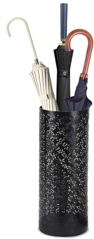 Gloserin Metal Round Umbrella Stand Rack,Free Standing Umbrella Holder Bin, Canes Walking Sticks Holder for Entryway, Home, Office (Round)