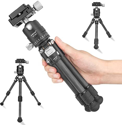 CAVIX Travel Mini Tripod with 360° Ballhead Lightweight Portable Compact Carbon Fiber Tripod for Camera