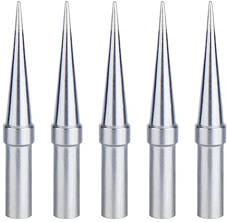 Bestgle 5pcs 0.8mm Soldering Iron Tips, ET-O Long Conical Replacement Tips for Weller WESD51, WES51, WES50, WE1010NA, PES51 & Compatible Soldering Stations