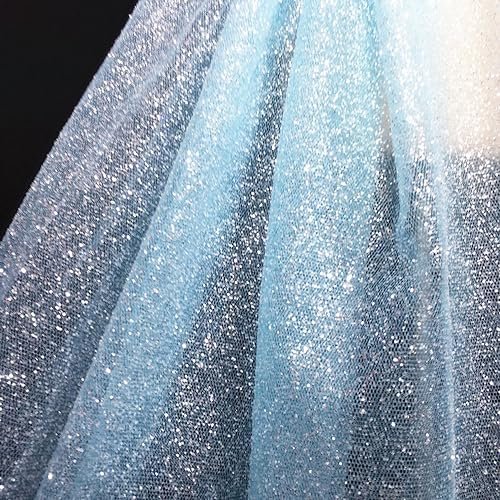 45cm x 150cm Tüllstoff Mash Stoffe Netzstoff zum Nähen,Bling Funkeln Glitzer Tüll Stoffe Dekostoff für DIY Basteln Bekleidung Tüllrock Hochzeitskleid Schleier Tischdecken Hochzeit Party Deko，Blau