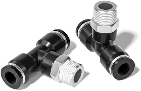 TAILONZ PNEUMATIC racor en T macho de 6 mm x 1/4 pulg. rosca BSP y racores PB6-02(pack de 10)