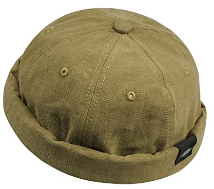 Clape Docker Cap Mens Women Adjustable Cotton Brimless Hat Khaki