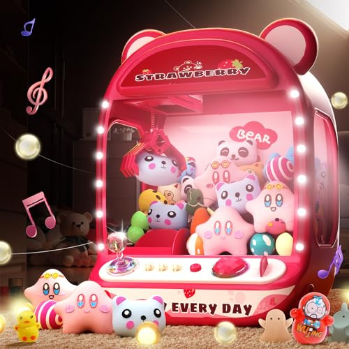 Máquinas expendedoras de garras para niños, juguetes de unicornio para niñas de 6 años en adelante, minimáquina expendedora con juguetes blandos para inquietarse,Claw Machine,Easy to Control, Rojo