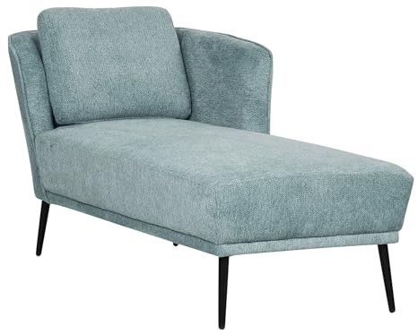 Beliani Chaiselongue Stoffbezug blau Links mit Armlehne Kissen Metallgestell Artheze
