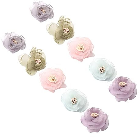 ULDIGI 10 Stücke Chiffon Blumen Zubehör Blume Für Kleidung Röcke Taschen
