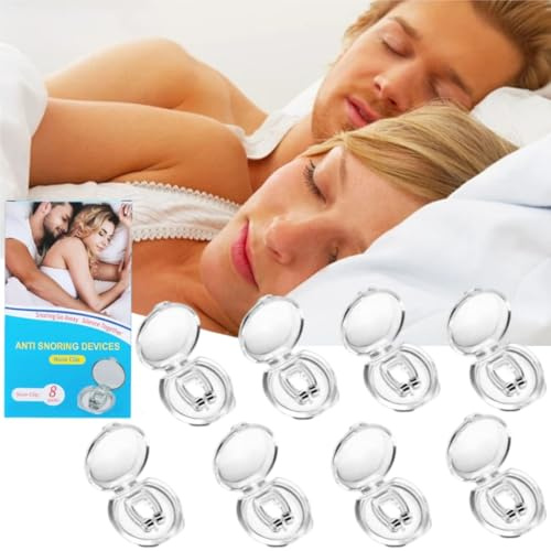 Anti Ronflement Dilatateur Nasal,Anti Ronflement Efficace Puissant,8 PCS Silicone Magnétique Clip Nasal Pince Ronflement Réutilisable Prévenir L'apnée Intermittente,Améliorer la Qualité du Sommeil