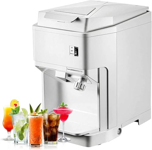 NGARY Ice Shaver, 120kg/h Commercial Snow Cone Machine with Drain Pipe, 350W Food Grade Ice Crusher Catering Machine, Ice Thickness Adjustable & Reverse Function for Home Kitchen Bar