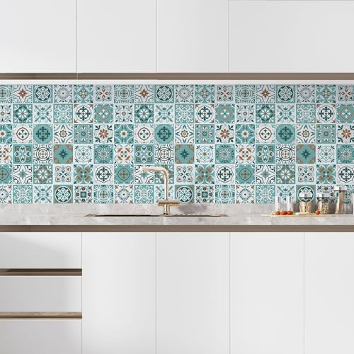 Lumaléa - Crédence adhésive sticker pour cuisine Effet carreaux de ciment - Adhésif MAT - 90x90 cm