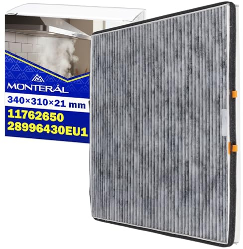 Charcoal Filter for Cooker Hood DKF 25-P 340x310x21 mm with Original Code 11762650 for Miele DA6066W DA6086W DA6096W DA6488W DA6498W DA6796W DA6798W DA6996W DA6998W - MONTERAL
