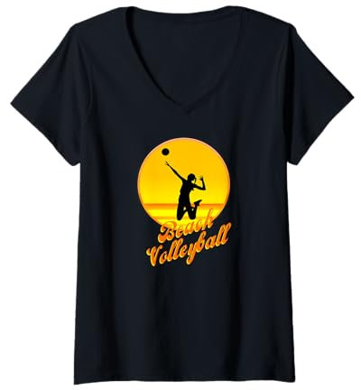 Damen Beachvolleyball Frauen Volleyball Damen Deutschland Outfit T-Shirt mit V-Ausschnitt