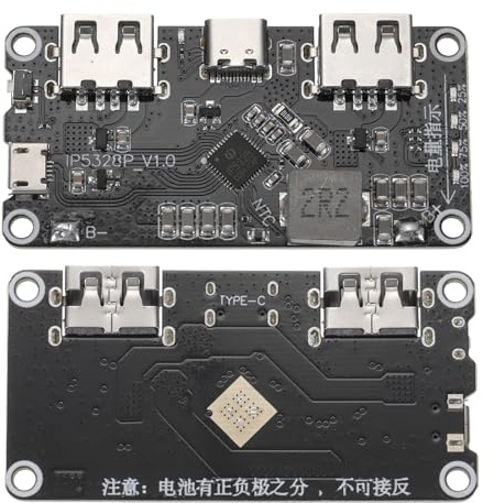 sourcing map 2Pcs IP5328P Bi-Directional Fast Charging Module, 3.7V to 5V-12V 18W 5A Step Up Power Bank Board Quick Charge Type-C for USB-C for 18650 Power Bank Battery Fast Charger