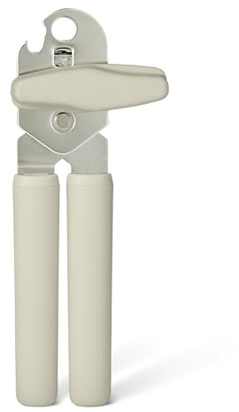 Amazon Basics Abrelatas Manual, Asa de Agarre Suave, Apto para Lavavajillas, Gris Lino