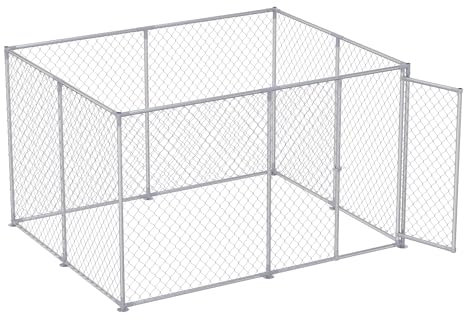 VANCHEMO Hundezwinger Outdoor Freilaufgehege Hundekäfig Groß Hundehaus Tierlaufstall Hundebox Verzinkter Hundehütte mit Schloss für Haustierkäfig (Rechteck, 250x200x150cm)