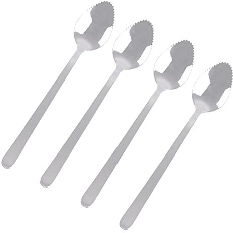 Lot de 4 cuillères à pamplemousse dentelées en acier inoxydable pour agrumes, salades et desserts