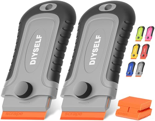 DIYSELF 2er Pack Kunststoffschaber, 10 Plastikklingen, Klebereste Entferner