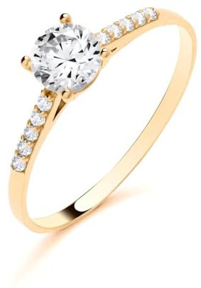 Old English Jewellers 9ct Yellow Gold 1.50 carat Simulated Diamond Crystal Solitaire Engagement Ring - Available in sizes K to S - Women Ladies Everyday Gold Ring (N)