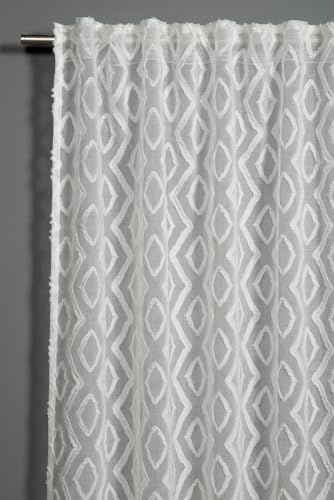Sehlbach Tenda pronta per l'uso con fettuccia, Scherli, Bianco, 140 x 245 cm, Traslucida, Coprente, Con un drappeggio perfetto, Certificato Oeko-Tex, Personalizzabile