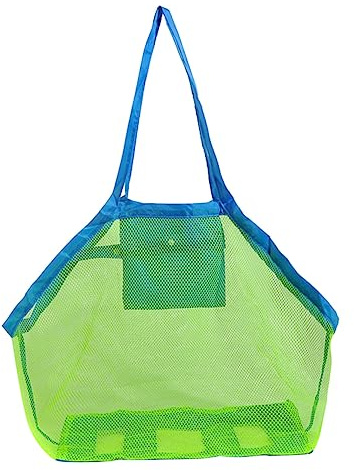 Kisangel Large Beach Mesh Tote Bag with Heavy Duty Handles Quick Drain Sand and Shell Storage for Family Outdoor Fun Suitable for Pool Boat Childrens Play and Beach Activities